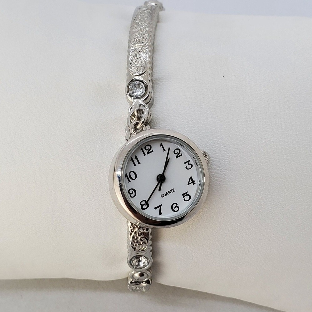 22MM Women's Bracelet Watch White Dial Gray Bracelet Band 7.75" New Battery‎